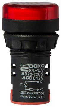 Сигнальна арматура AD22-22DS червона 12V АC/DC A0140030163 фото