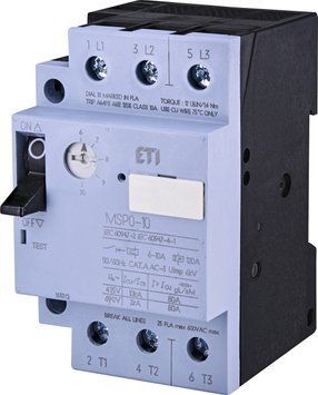 Автоматичний вимикач захисту двигуна MSP0-10 (3-4 kW, 6-10A) 4646624 фото