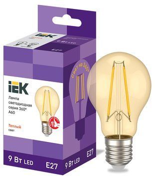 Лампа LED A60 куля золото 9Вт 230В 2700К E27 серія 360&deg; IEK LLF-A60-9-230-30-E27-CLG фото