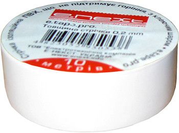 Изолента e.tape.pro.10.white из самозатухающего ПВХ, белая (10м) p0450004 фото