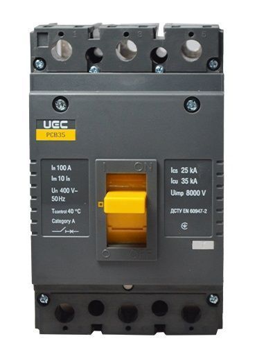 Автоматический выключатель PCB35 3Р 100А 35кА UEC MCCB-PCB-35-3-0100 фото
