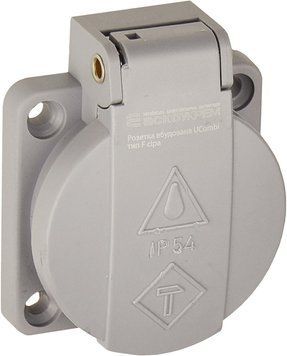 Розетка встраиваемая тип F UCombi 3P 16A IP54 серая A0080010165 фото