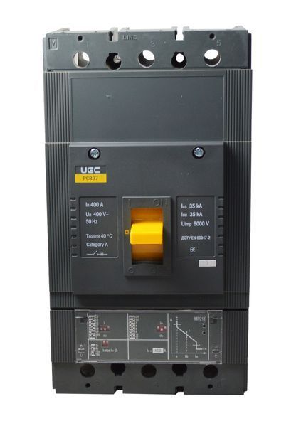 Автоматичний вимикач PCB37 3Р 400А 35кА з електр. розчіпл. PR211 UEC MCCB-PCB-37-3-0400E фото