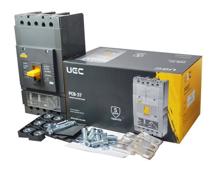 Автоматичний вимикач PCB37 3Р 400А 35кА з електр. розчіпл. PR211 UEC MCCB-PCB-37-3-0400E фото