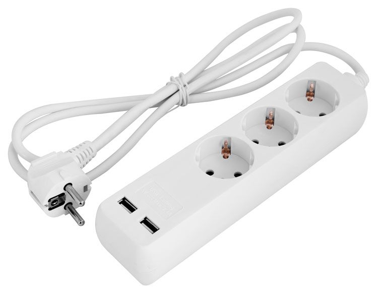 Подовжувач e.es.3.1.5.z.b.2.usb 3 гнізда, 1.5м, з з/к з USB-зарядкою, baby protect s042128 фото