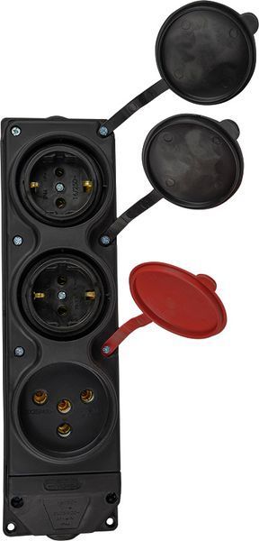 Колодка каучукова 3Р+РЕ з захисними кришками тримісна (1&times;25А/2&times;16A*2P+PE) IP44 A0250010013 фото