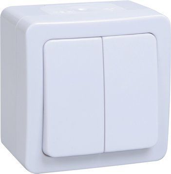 ВС20-2-0-ГПБ Выключатель 2кл открытой установки белый IP54 ГЕРМЕС PLUS EVMP20-K01-10-54-EC фото