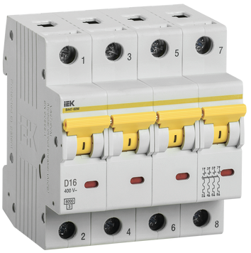 Автоматический выключатель ВА 47-60M 4Р 16А 6 кА х-ка D IEK (MVA31-4-016-D) MVA31-4-016-D фото