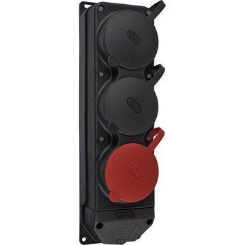 Колодка каучуковая 3Р+РЭ с защитными крышками трехместная (1&times;25А/2&times;16A*2P+PE) IP44 A0250010013 фото
