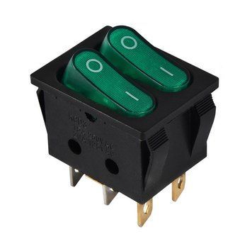 KCD2-5-2101N G + R / B 220V Перемикач 2 клав. зелений з підсвічуванням TNSy5500796 фото