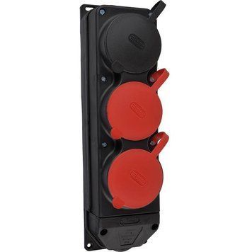 Колодка каучуковая 3Р+РЭ с защитными крышками трехместная (2&times;25А/1&times;16A*2P+PE) IP44 A0250010014 фото
