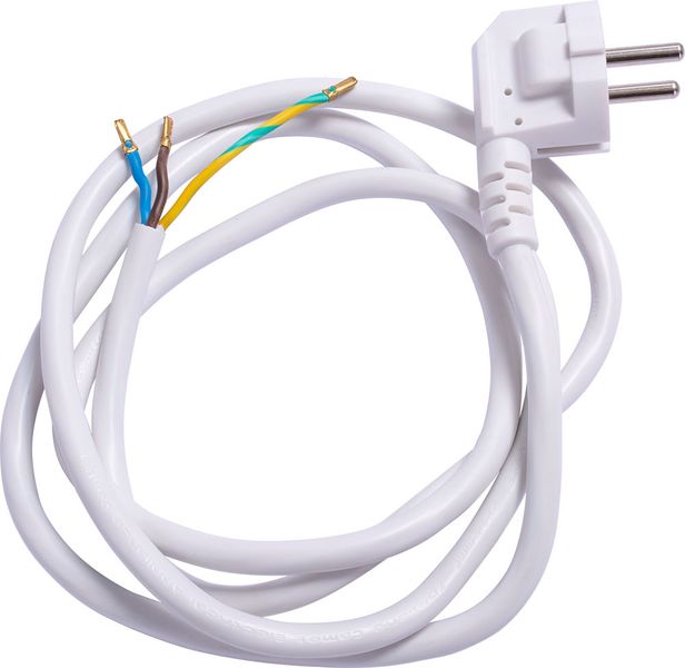 Шнур с вилкой e.wire.plug.white.0,75, 3х0,75, 1,2м, белый l020011 фото