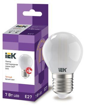Лампа LED G45 куля матов. 7Вт 230В 3000К E27 серія 360&deg; IEK LLF-G45-7-230-30-E27-FR фото