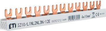 Шина питания IZ 10/L1NL2NL3N/12E (10мм2, 3P+N, 0.22м, Fork, 12mod.) 2921212 фото