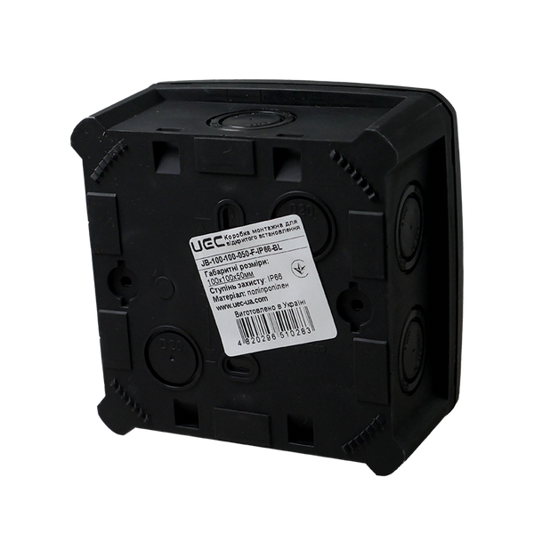 Коробка монтажная для в/вст.б/отв.100х100х50 мм IP66 ск.черная UEC JB-100-100-050-F-IP66-BL фото