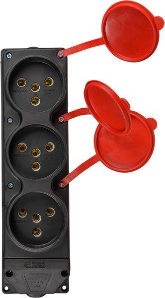 Колодка каучукова 3Р+РЕ з захисними кришками тримісна (3&times;25А) IP44 A0250010015 фото
