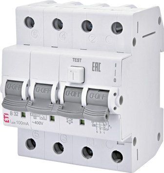 Дифференциальный автоматический выключатель KZS-4M 3p+N C 16/0,03 тип AC (6kA) 2174024 фото