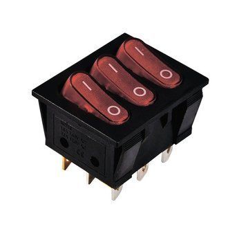 KCD2-3101N R+R+R/B 220V Перемикач 3 клав. червоний з підсвічуванням TNSy5500821 фото