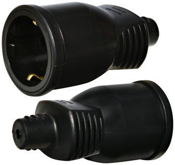 Розетка кабельная 1-на ERS-1 (2Р+РЕ, Schuko, каучук, IP20, черная) 4481008 фото