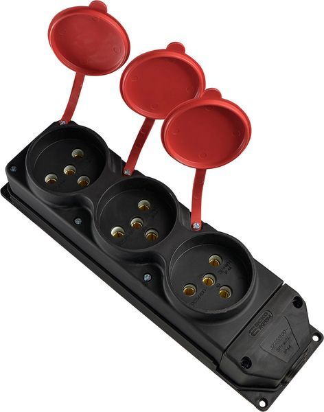 Колодка каучукова 3Р+РЕ з захисними кришками тримісна (3&times;25А) IP44 A0250010015 фото