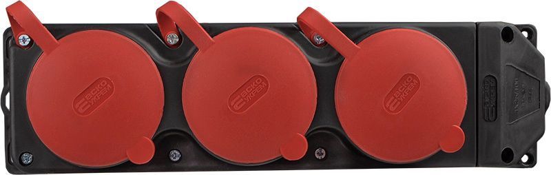 Колодка каучукова 3Р+РЕ з захисними кришками тримісна (3&times;25А) IP44 A0250010015 фото