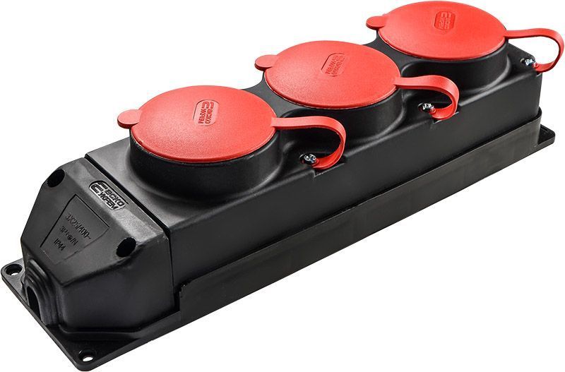 Колодка каучукова 3Р+РЕ з захисними кришками тримісна (3&times;25А) IP44 A0250010015 фото
