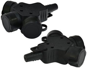 Розетка кабельна 3-на з заглушками ERS-3C (3x2Р+РЕ, Schuko, IP44, каучук, чорна) 4481009 фото