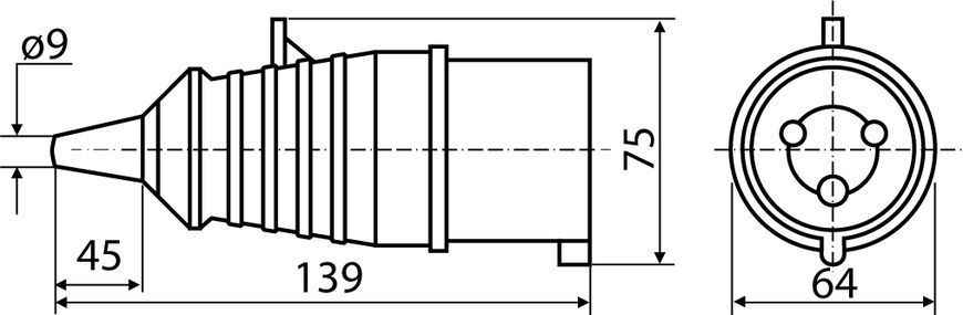 Вилка переносна ВП 32А/3 2Р+РЕ (023) A0080010004 фото