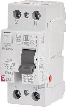 Реле дифференциальное (УЗО) 2p EFI-P2 63/0,5 тип AC (10kA) 2061243 фото