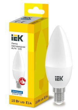 Лампа LED ALFA C35 свічка 10Вт 230В 6500К E14 LLA-C35-10-230-65-E14 фото