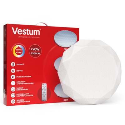 Світильник SMART Vestum GEM 90W 480*90мм 3000K-6500К, 7500Lm з п/к 1-VS-8507 фото
