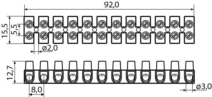 Клеммные колодки 4 мм2/3А тип W(U) A0130040001 фото