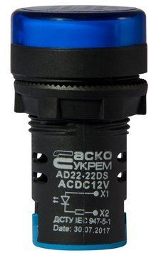 Сигнальна арматура AD22-22DS синя 12V АC/DC A0140030164 фото