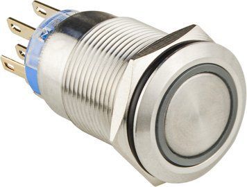 Кнопка металева пласка з підсвічуванням TYJ 19-272; 2NO+2NC; синя 12V A0140010253 фото