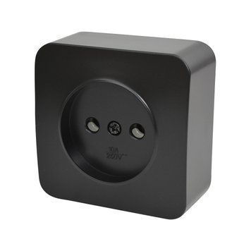 Розетка 1 місце 2P без заземлення 10А 250В чорний LINEA LIN-EI-SK-1-10-250-B фото