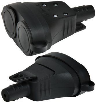 Розетка кабельна 2-на з заглушками ERS-2C (2x2Р+РЕ, Schuko, IP44, каучук, чорна) 4481013 фото