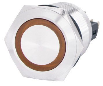 Кнопка металева пласка з підсвічуванням TYJ 22-271; 1NO+1NC; жовта 220V A0140010131 фото