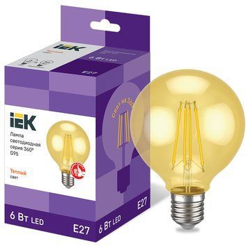 Лампа LED G95 куля золото 6Вт 230В 2700К E27 серія 360&deg; IEK LLF-G95-6-230-30-E27-CLG фото