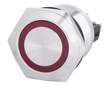 Кнопка металева пласка з підсвічуванням TYJ 22-271; 1NO+1NC; червона 220V A0140010133 фото