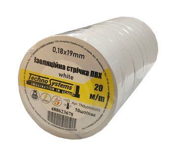 Стрічка ізоляційна ПВХнг 0,18х19мм біла 20м TNSy5506293 фото