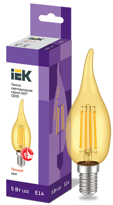 Лампа LED СВ35 свічка на вітрі золото 5Вт 230В 2700К E14 серія 360° LLF-CB35-5-230-30-E14-CLG фото