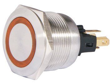 Кнопка металева пласка з підсвічуванням TYJ 22-271; 1NO+1NC; жовта 24V A0140010140 фото