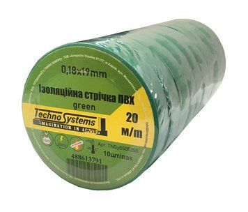 Стрічка ізоляційна ПВХнг 0,18х19мм зелена 20м TNSy5506295 фото