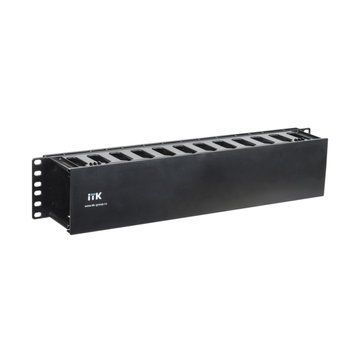 ITK 19" пластиковий кабельний органайзер з кришкою, 2U, чорний CO05-2PC фото