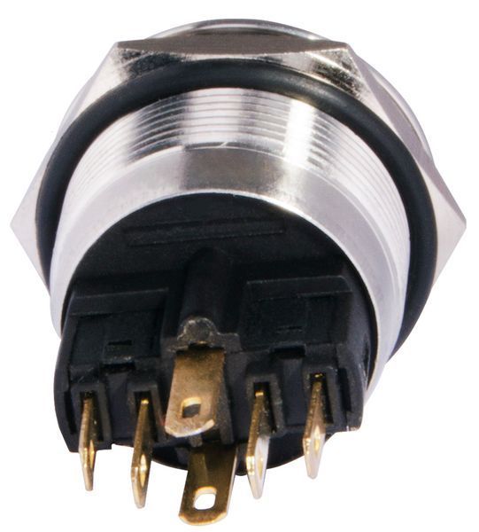 Кнопка металлическая плоская с подсветкой TYJ 22-271; 1NO+1NC; красная 24V A0140010142 фото