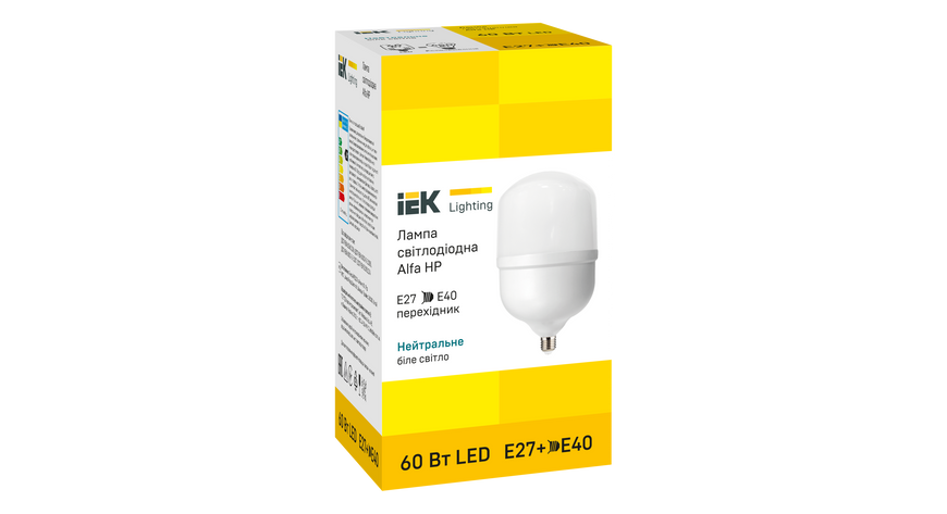 Лампа LED ALFA HP 60Вт 230В 4100К E27/E40 UA IEK LLA-HP-060-230-41-E27-40 фото