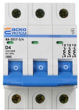 Автоматический выключатель УКРЕМ ВА-2017/D 3р 4А АСКО A0010170097 фото