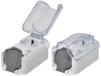 Розетка 2-на з кришк. PRE-2PC для вилки PKB-90 (2x2Р+РЕ, Schuko, IP44, 16A, 250V, полікарбонат) 4481021 фото