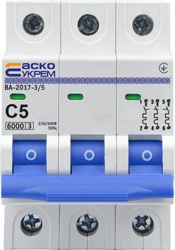 Автоматический выключатель УКРЕМ ВА-2017/С 3р 5А АСКО A0010170042 фото
