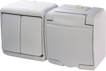 Мікс гориз.: 2-кл.вим.+ 1-на розетка з з/к VRHH-2s (біла/біла кришка) 4668033 фото